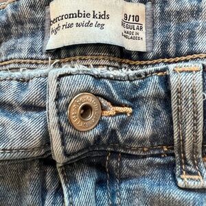 abercrombie kids light blue high-rise wide leg jeans